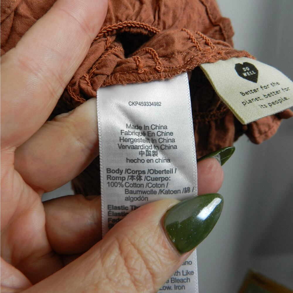 Madewell Lucie Bubble Sleeve Smocked Top Size XL Burnt Umber Style NC843 - Picture 15 of 16
